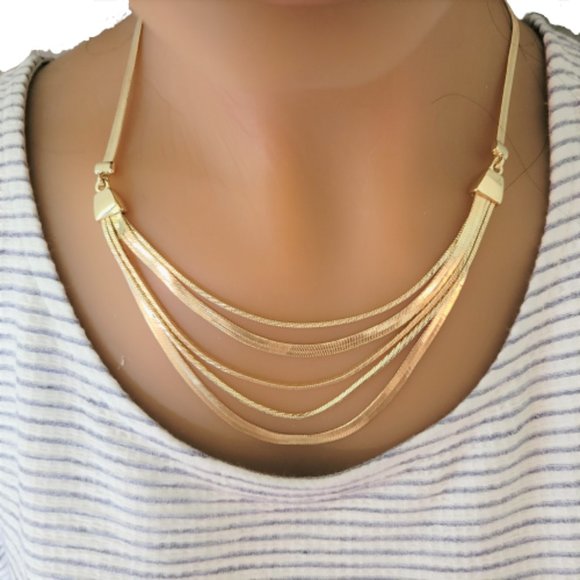Napier Jewelry - Napier Gold Tone Sparkling Multi Chain Frontal Necklace NWT